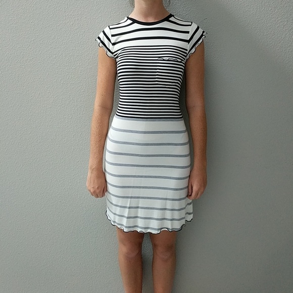 black and grey striped dress